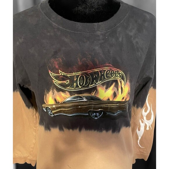 Hot Wheels Black & Brown Dip Dye Long Sleeve Flame Car Graphic - Picture 9 of 14